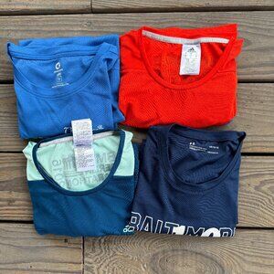Lot of 4 Race Shirts. Men’s, Adidas, Under Armour, Short Sleeve, Sz L